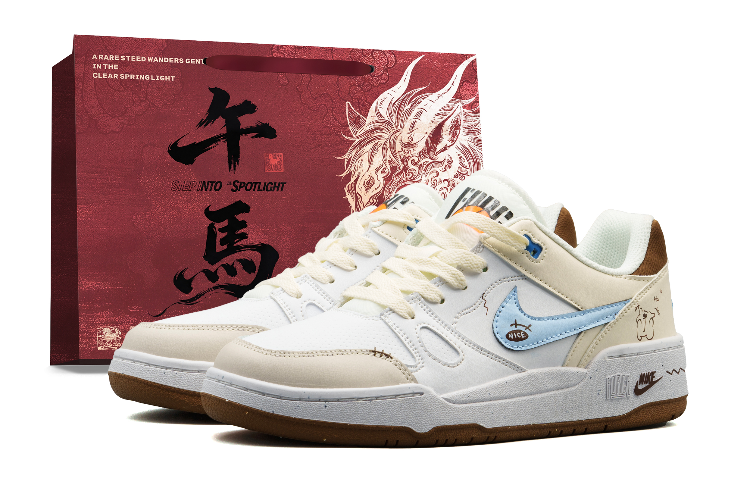 

Nike Full Force Slip Resistant Low top Skateboard Shoes мужские Blue Shopping Bag