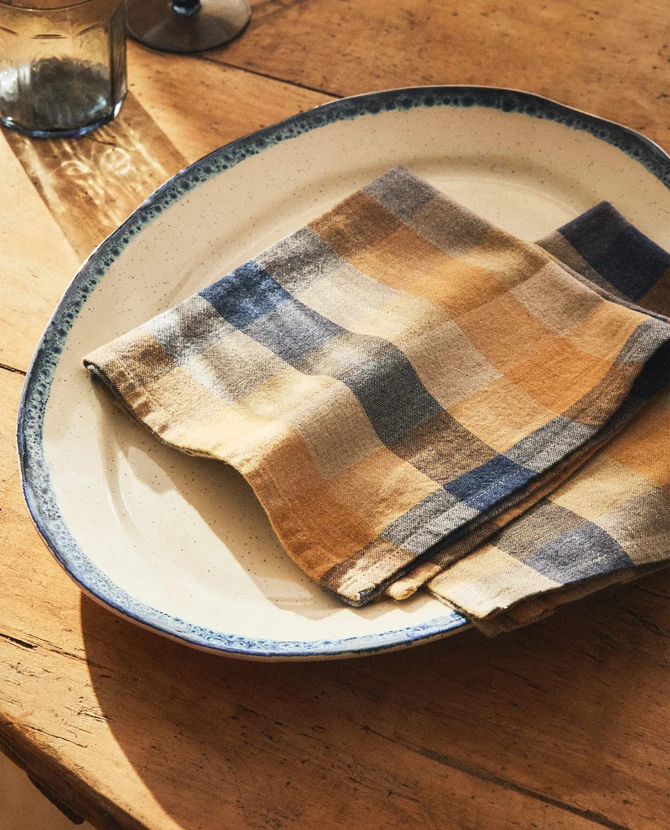 

Льняная салфетка в клетку (2 шт.) Zara Home, синий