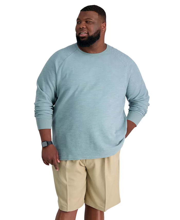 

Мужские укороченные шорты Big & Tall Cool 18 PRO классического кроя с защипами и эластичной тканью, длина 9.5" Haggar, коричневый/бежевый