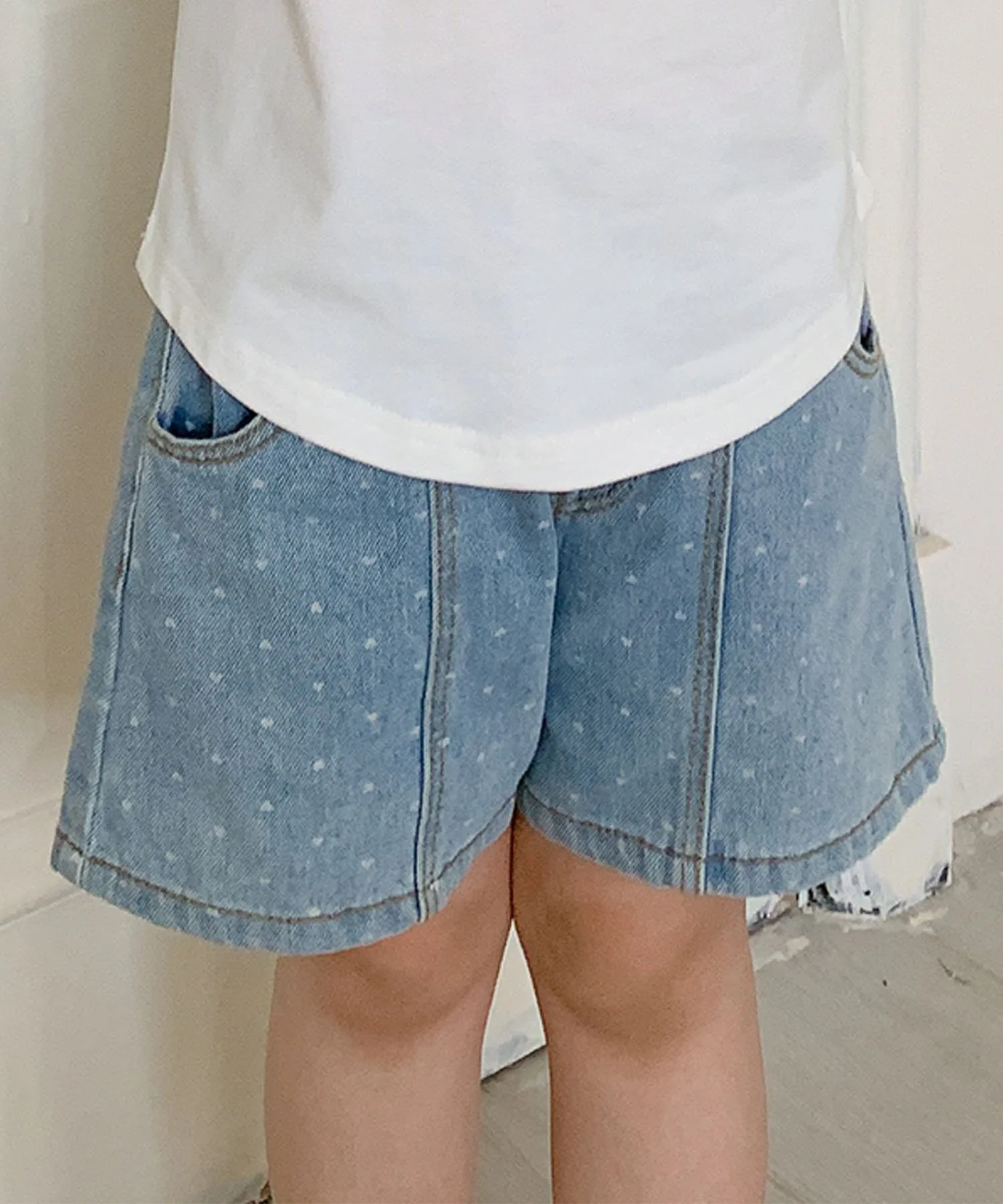Детские джинсовые шорты в горошек Aimoha Kids, blue — фото 2