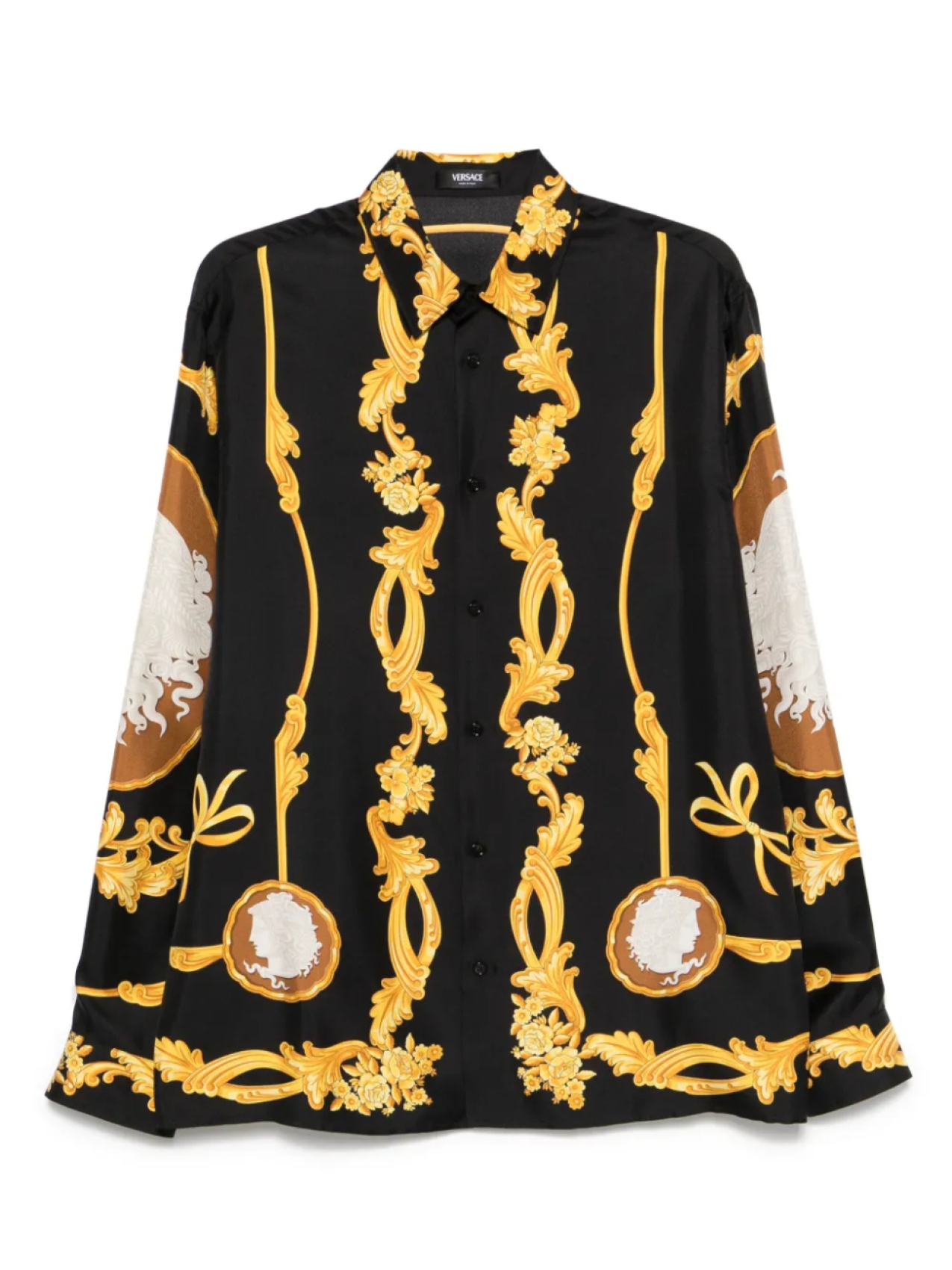 

Рубашка из камеи из шелка Versace, черный