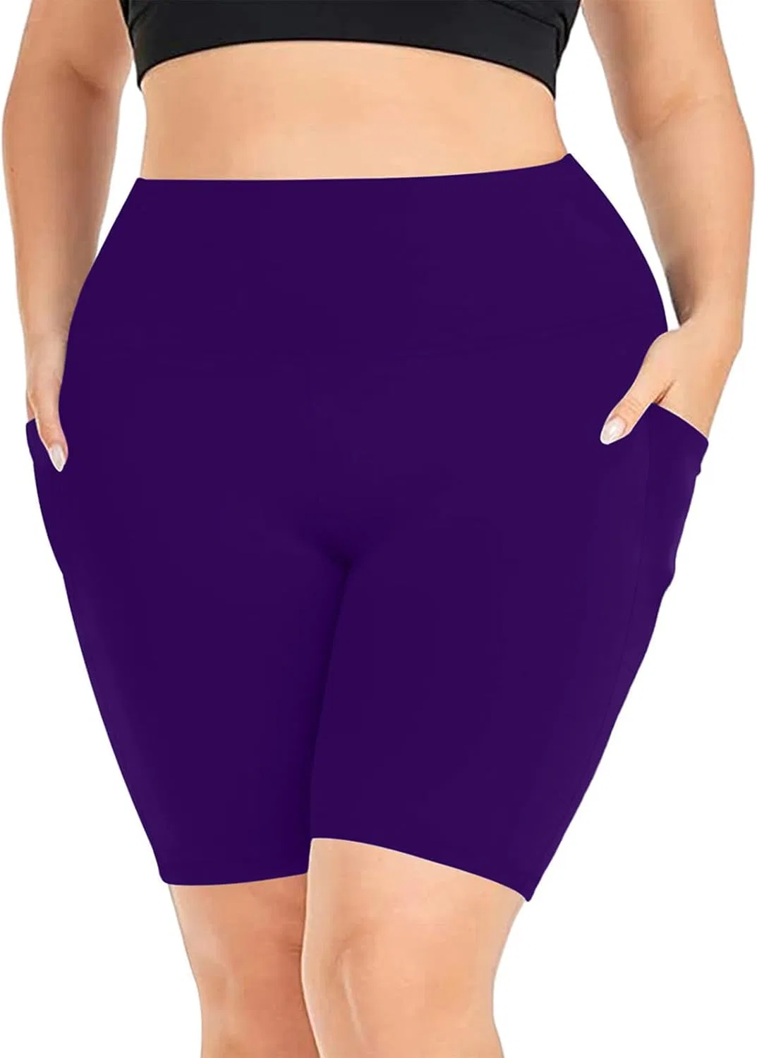Женские велосипедки с высокой талией, с карманами, компрессионные, Purple