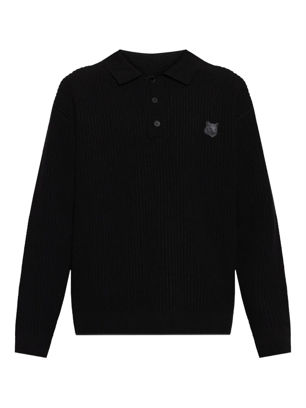 

Вязаное изделие в рубчик с аппликацией Maison Kitsuné, черный