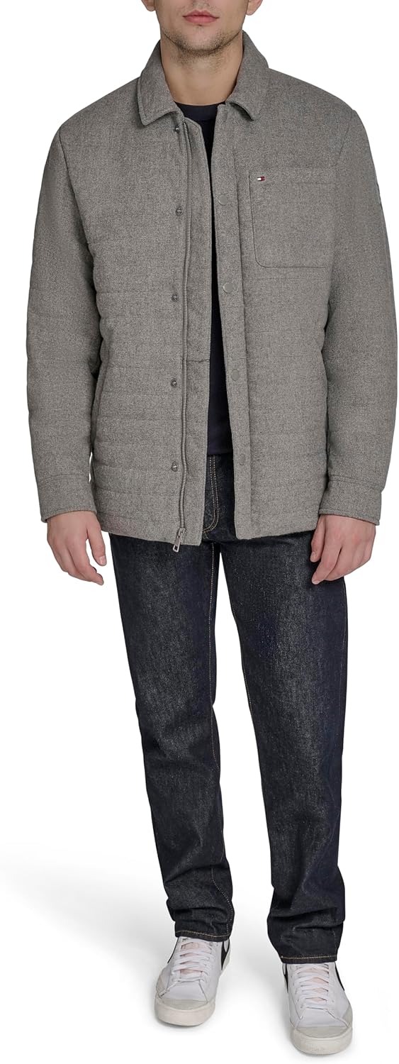 Мужская стеганая куртка из смеси шерсти Tommy Hilfiger, Heather Grey — фото 2