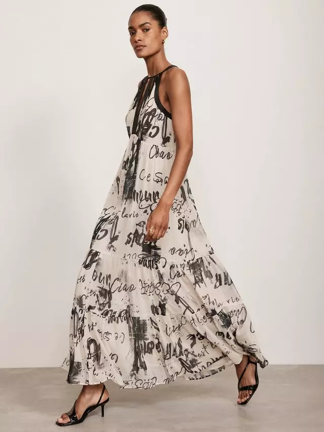 

Платье Mint Velvet Abstract Print Maxi, цвет cream/black