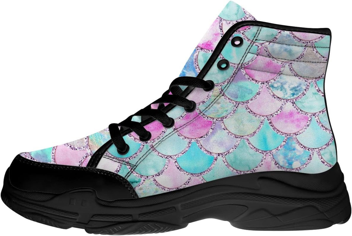 

Высокие кеды для женщин, женские кроссовки с мерцанием и шнуровкой из ткани, подарок для нее и для него Quorax, розовый/бирюзовый