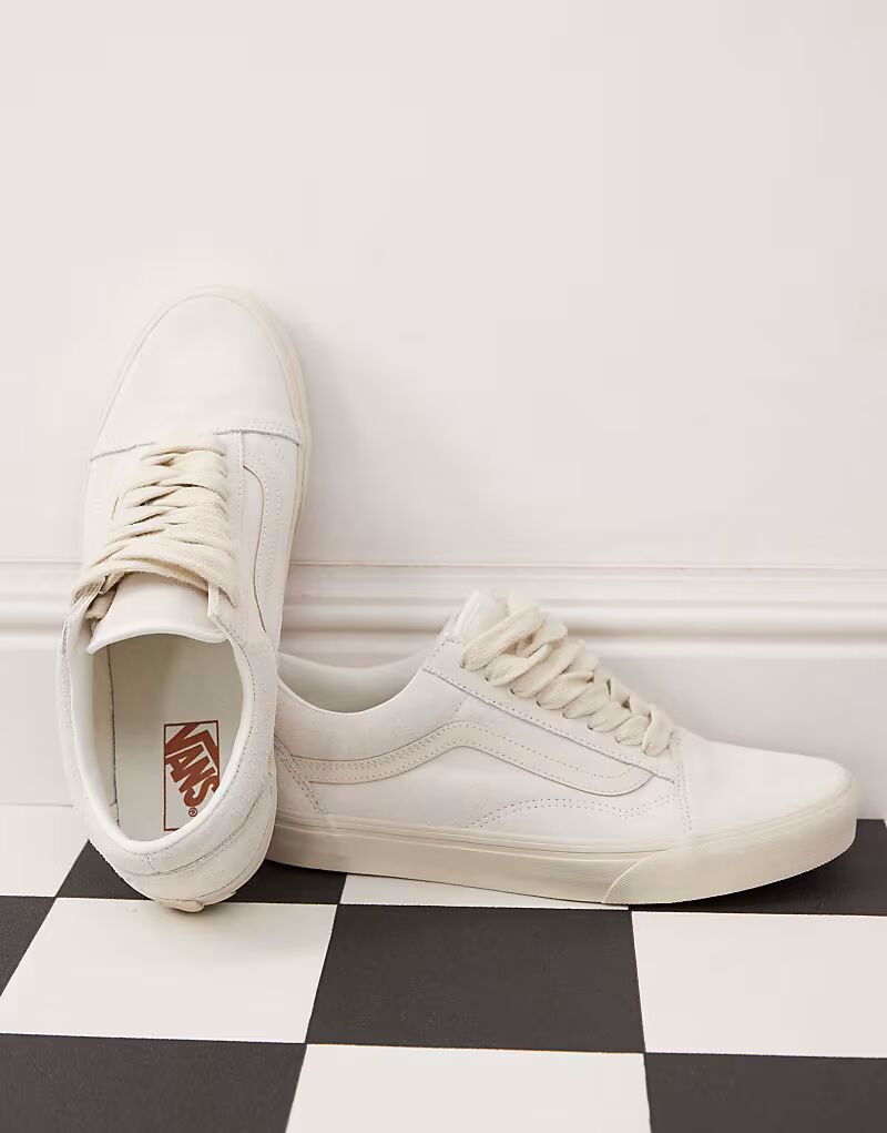 Кроссовки Vans Old Skool с крупными шнурками, бежевого цвета — фото 4