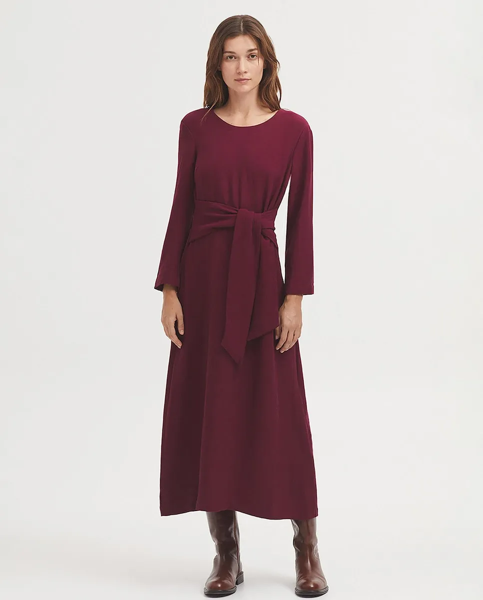 

Прямое миди-платье с бантом и вырезом-лодочкой Nice Things, бордовый