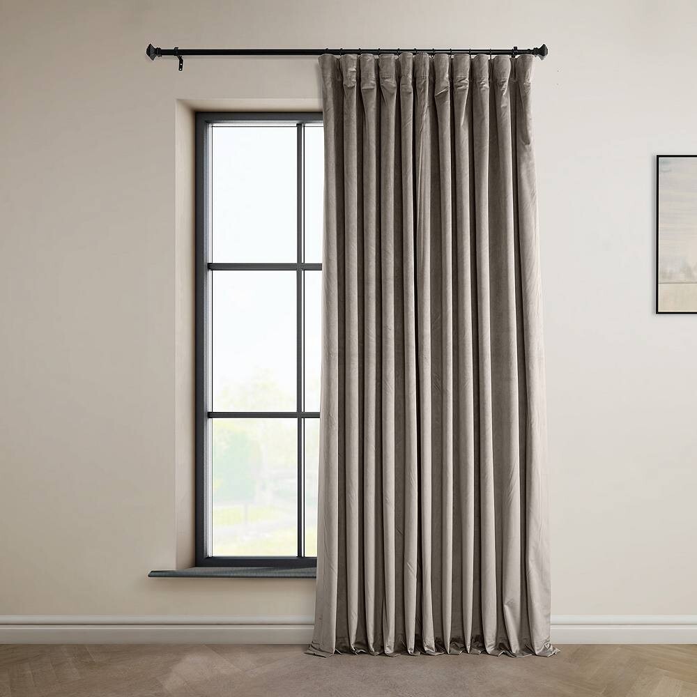 

EFF Signature Plush Velvet Extrawide Затемняющие оконные занавески для отелей, цвет Library Taupe