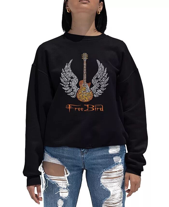 

Женская толстовка Word Art Crewneck Lyrics To Freebird LA Pop Art, черный
