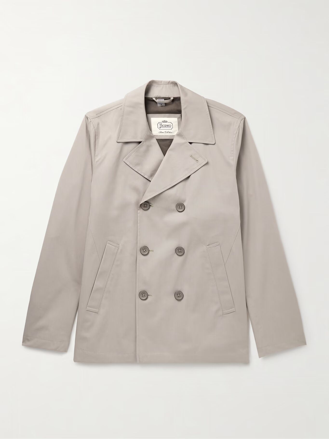 

Двубортный бушлат из хлопка и габардина «Дин» HERNO, бежевый