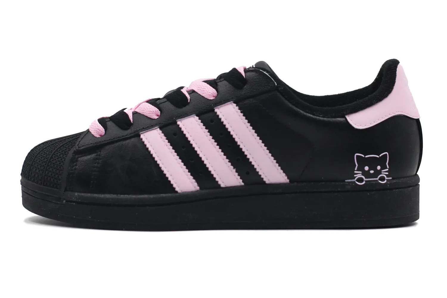 Adidas Originals Superstar 2 Leather Abrasion Resistant низкие детские скейтбординг кроссовки Black Pink — фото 3