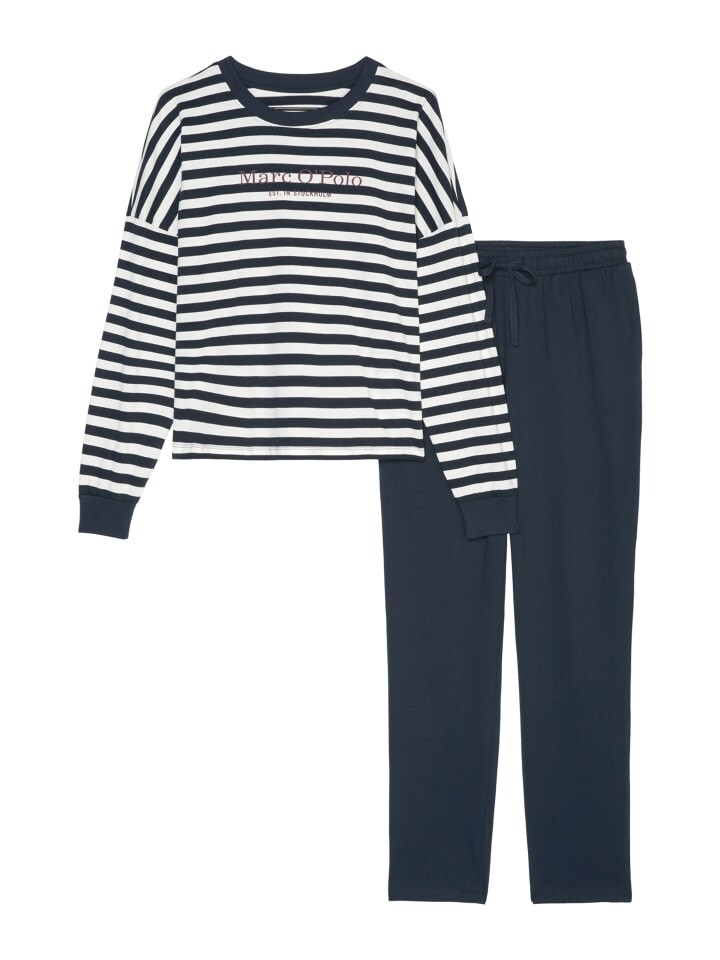 

Пижама Marc O´Polo Bodywear Organic Cotton, цвет dark navy/dark navy stripe