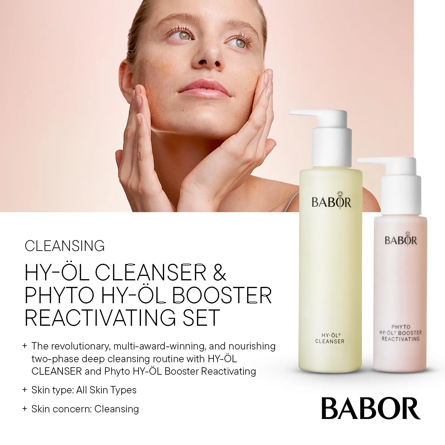 Набор BABOR HY-OL Cleanser & Phyto HY-OL Booster Reactivating Set: двойное очищение, очищающее масло и масло для снятия макияжа, успокаивает и оживляет сухую кожу., White — фото 2