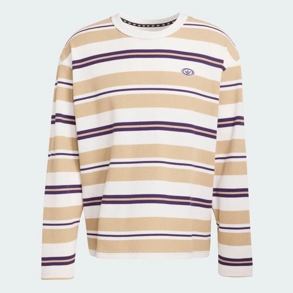 Футболка 90s Alternative Sport с длинными рукавами, полосатая, вафельная Adidas, white — фото 4