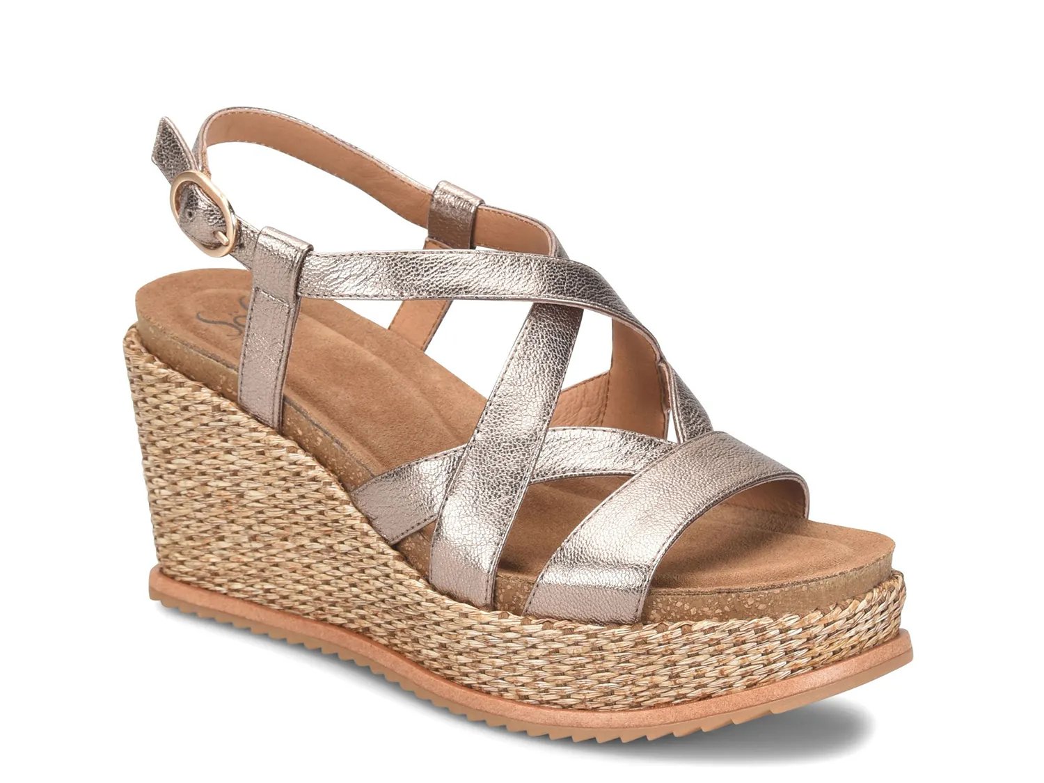 Сандалии Sofft Devyn Wedge Sandal, Platino Metallic
