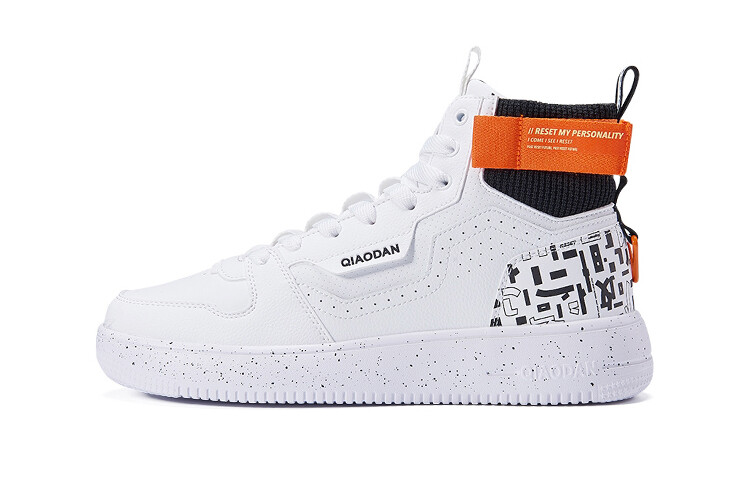 

Кроссовки QIAODAN Skateboarding Shoes Men High-top White/orange, цвет White / Sun Orange