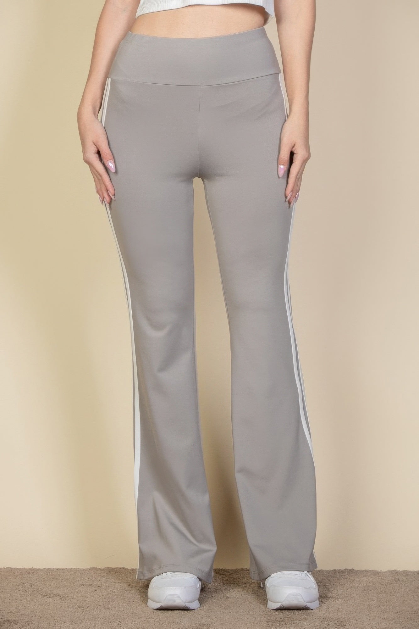 

FASHNZFAB женские брюки-клеш с контрастными полосками по бокам, цвет l.grey