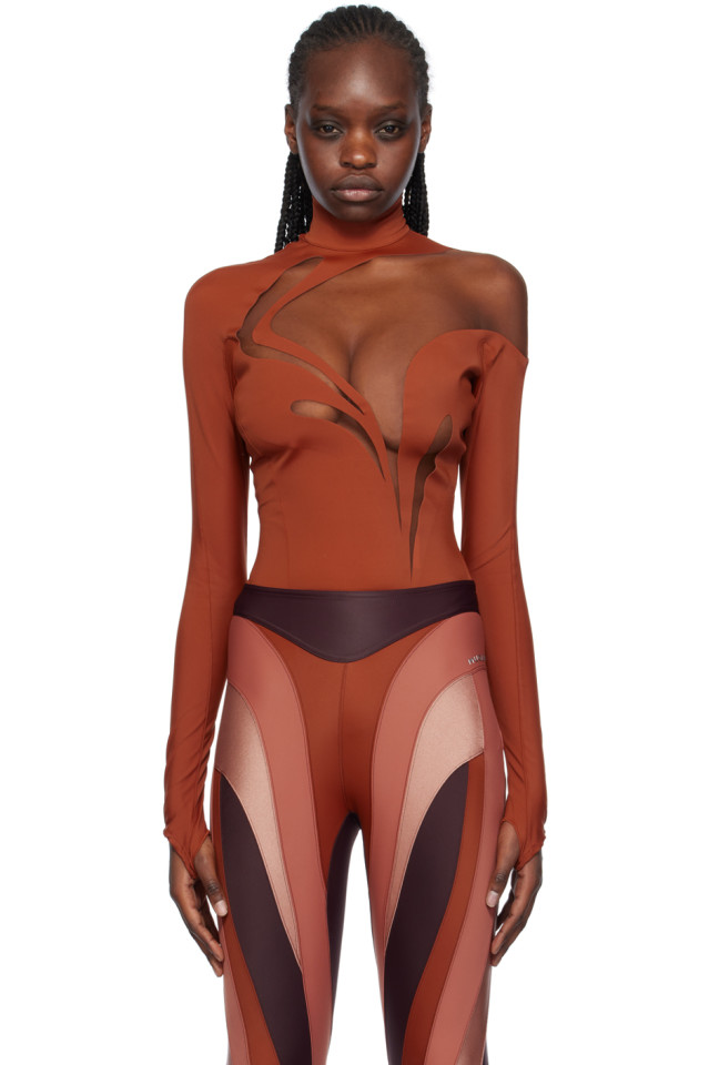 

Завитой боди Mugler, цвет sienna