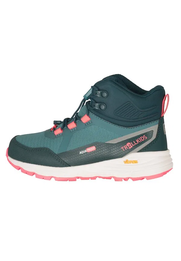 Походные ботинки скарван Trollkids, Dusty Teal/Midnight Petrol/Coral Pink/