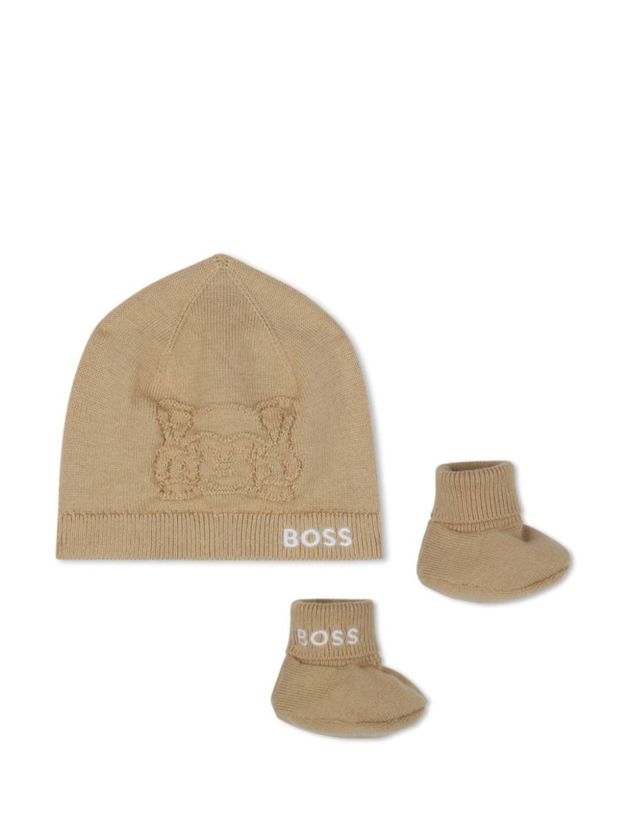 

BOSS Kidswear комплект из шапки и пинеток с вышитым логотипом, нейтральный