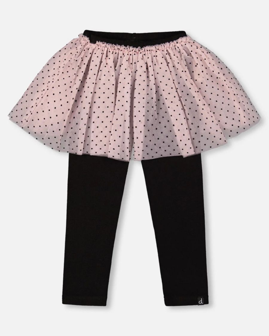 

Леггинсы для девочек с тюлевой юбкой, розово-черные - для малышей/детей Deux par Deux, Pink and black