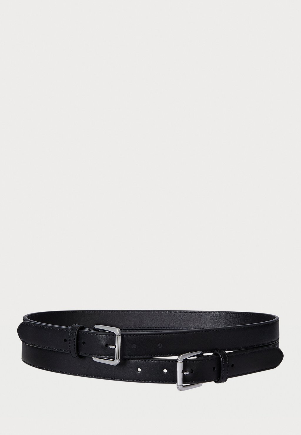 

Ремень Leather Double Buckle Stacked Wide Belt Lauren Ralph Lauren, черный