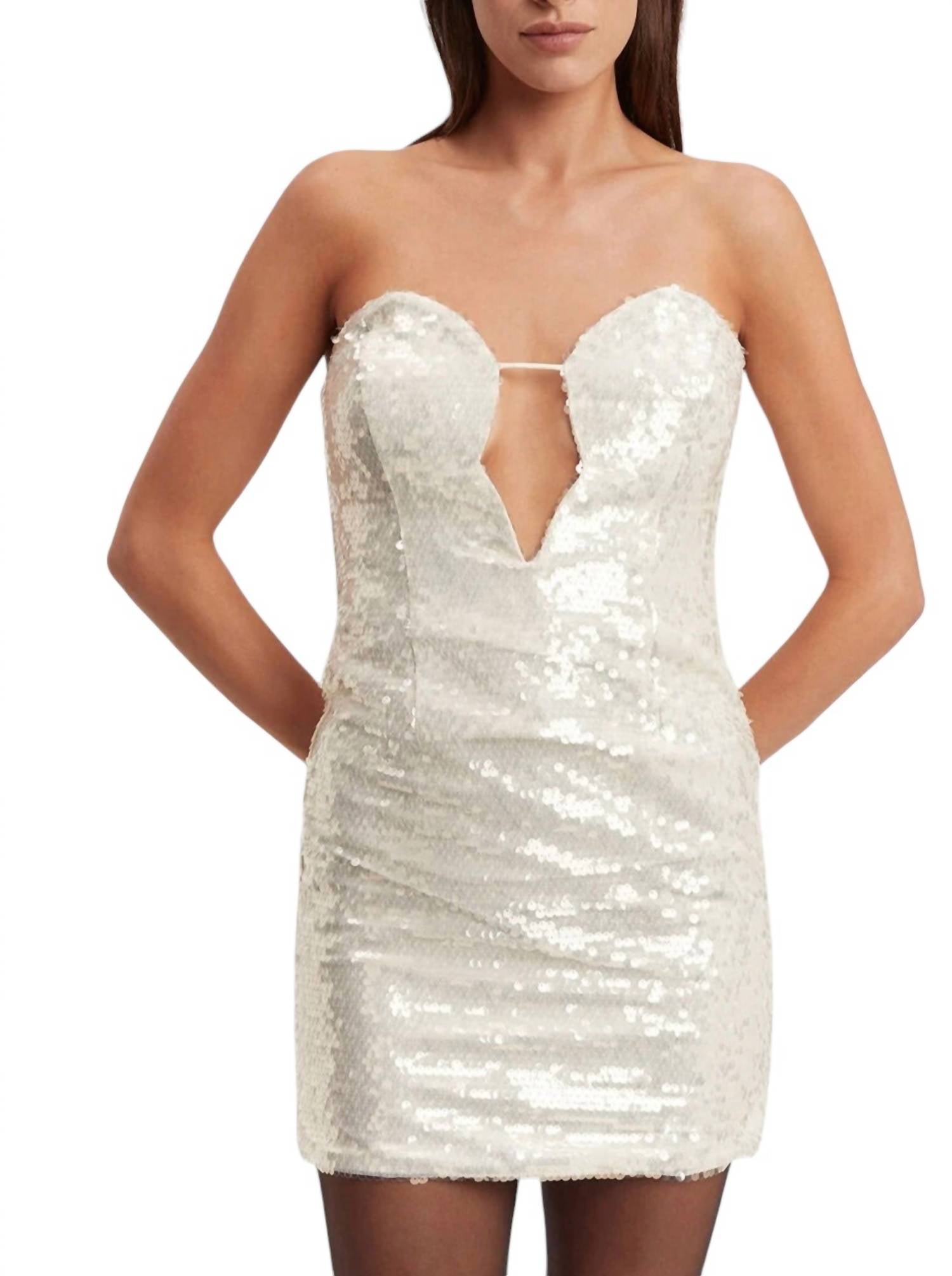 

Платье с пайетками Jinxa в телесном цвете Bardot, цвет nude sequin