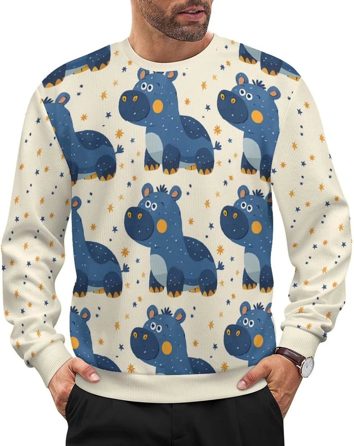 

Мужской оверсайз свитер с длинным рукавом и круглым вырезом HLSDFRES