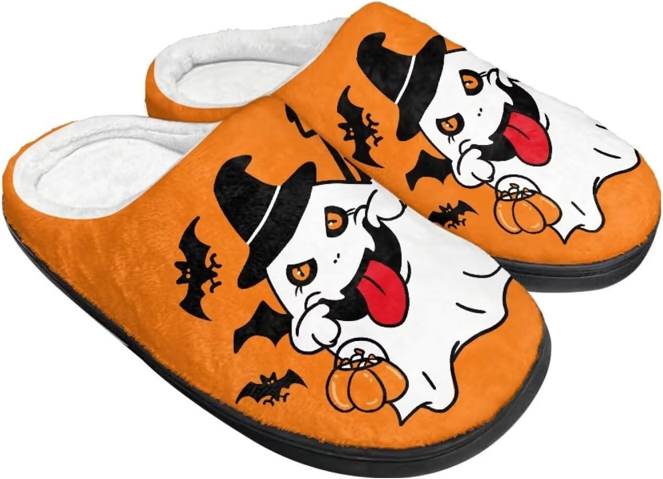 

Домашние тапочки на Хэллоуин из хлопка для женщин и мужчин, праздничные тапочки для дома, мягкие и теплые тапочки для спальни Buxolandt, Halloween Ghost Print