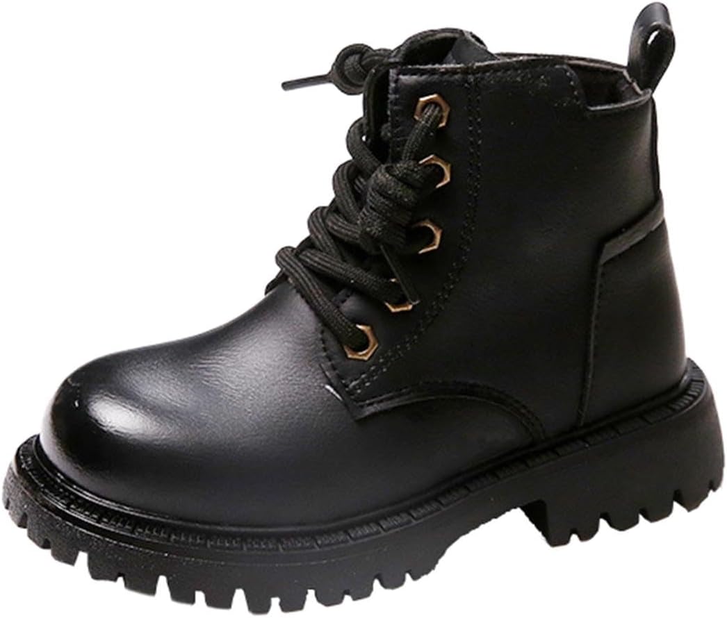 

Детские ботинки Ctreela для мальчиков и девочек из PU-кожи, боевые, с шнуровкой и боковой молнией, ботильоны для малышей/детей младшего и старшего возраста, черный