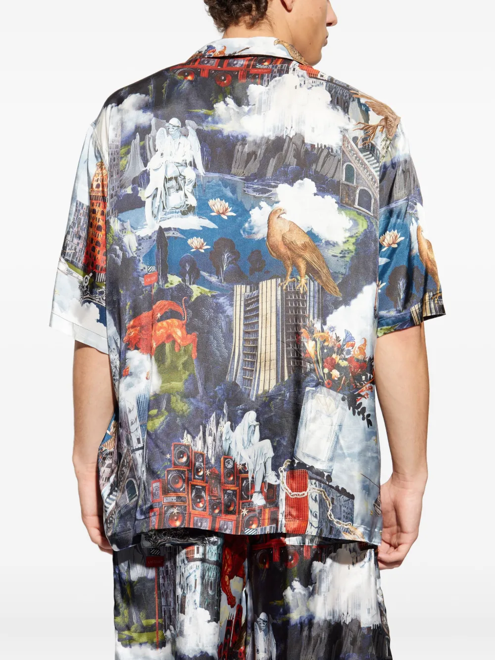 Рубашка с короткими рукавами и коллажным принтом Off-White, синий — фото 4