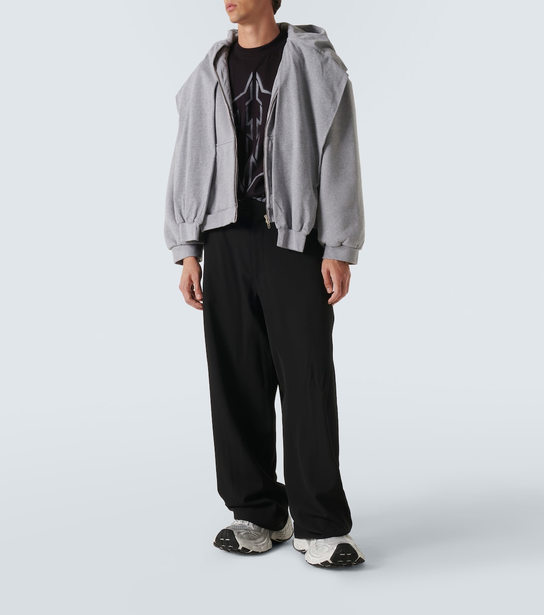 Худи Incognito из деконструированного хлопкового джерси Balenciaga, Heather Grey — фото 2