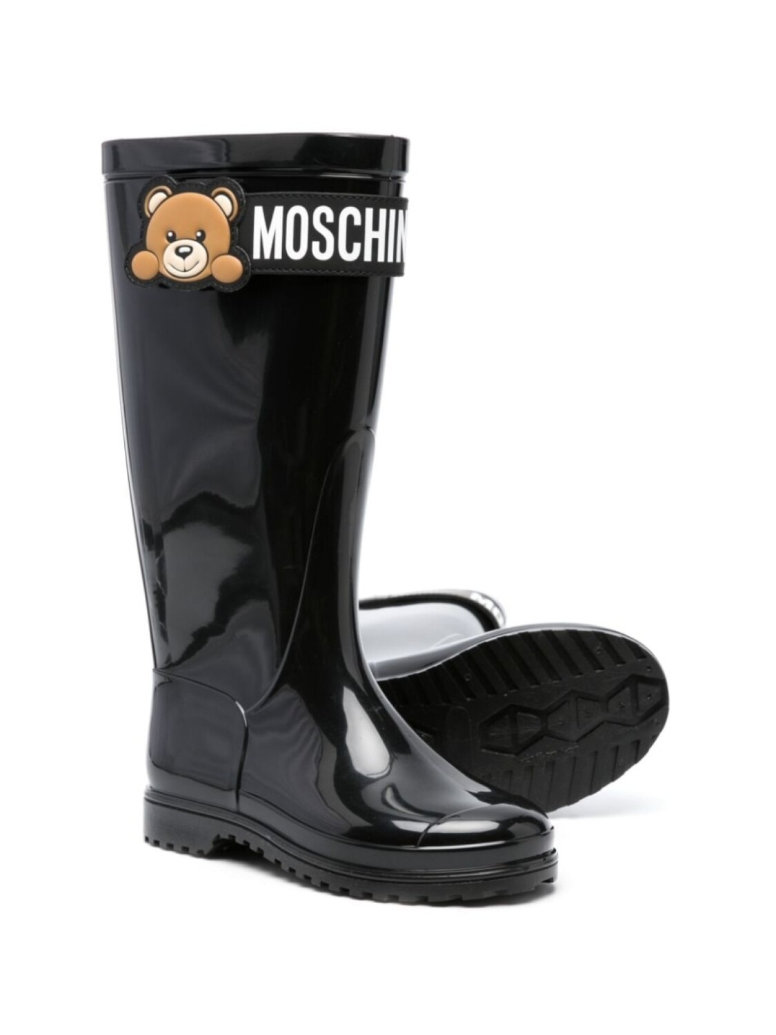 Moschino Kids резиновые сапоги с логотипом, черный — фото 2