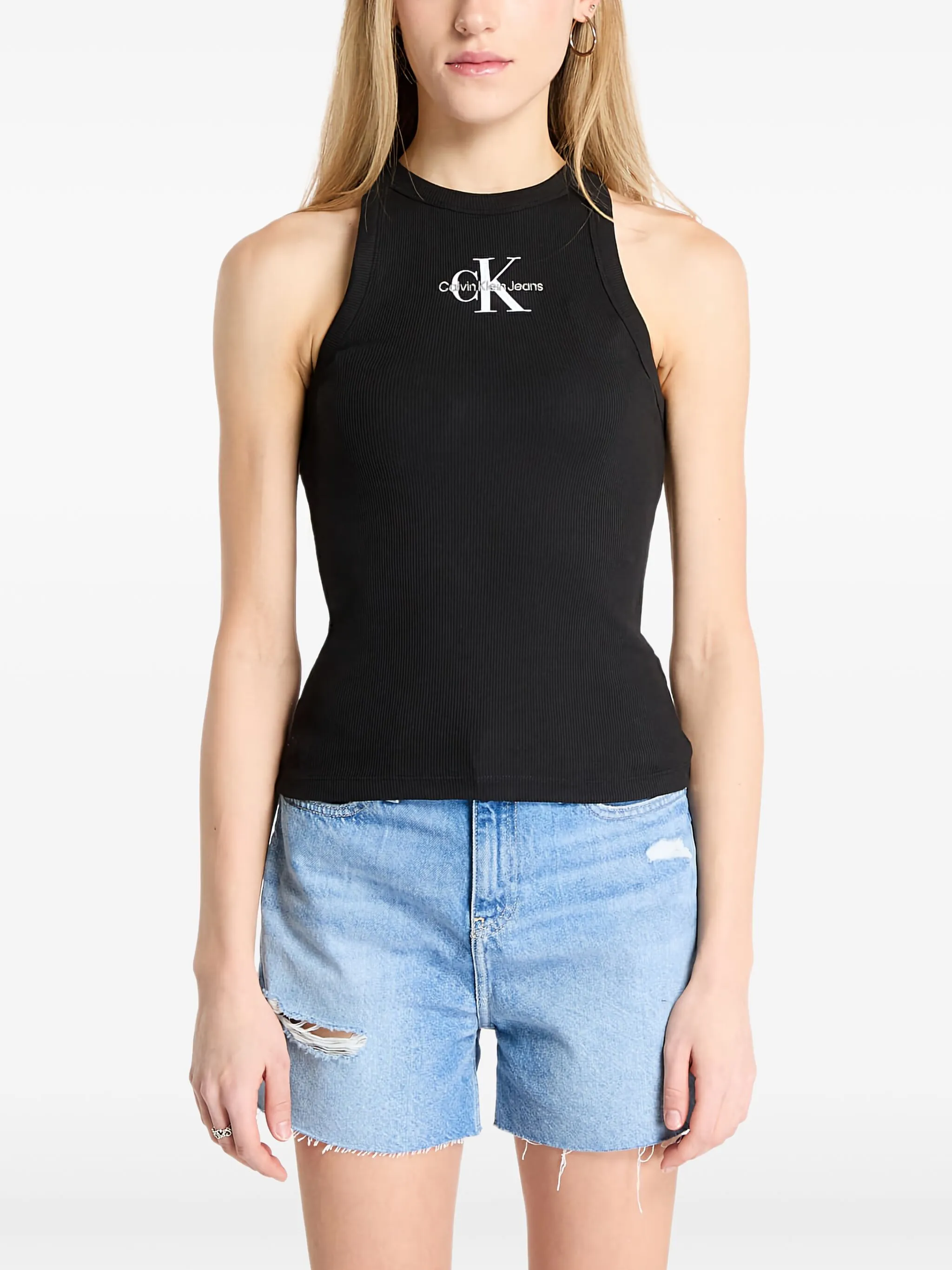 

Топ Monologo в рубчик Calvin Klein Jeans, черный