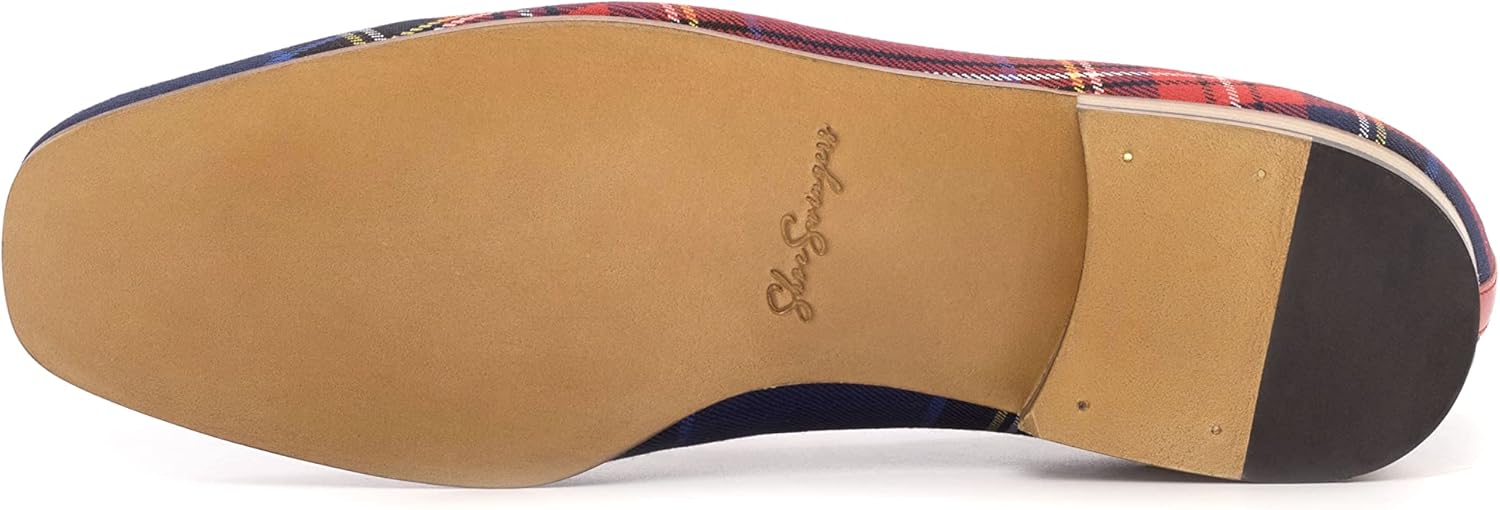 Слипоны ShoeSwingers с синим и красным тартановым узором — фото 3
