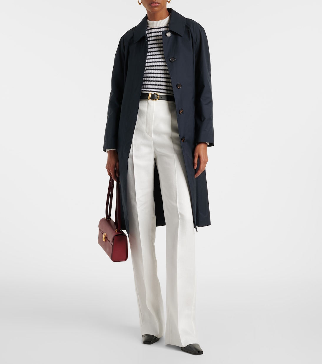 Льняные брюки Aversa с высокой талией и широкими штанинами Max Mara, Bianco — фото 2