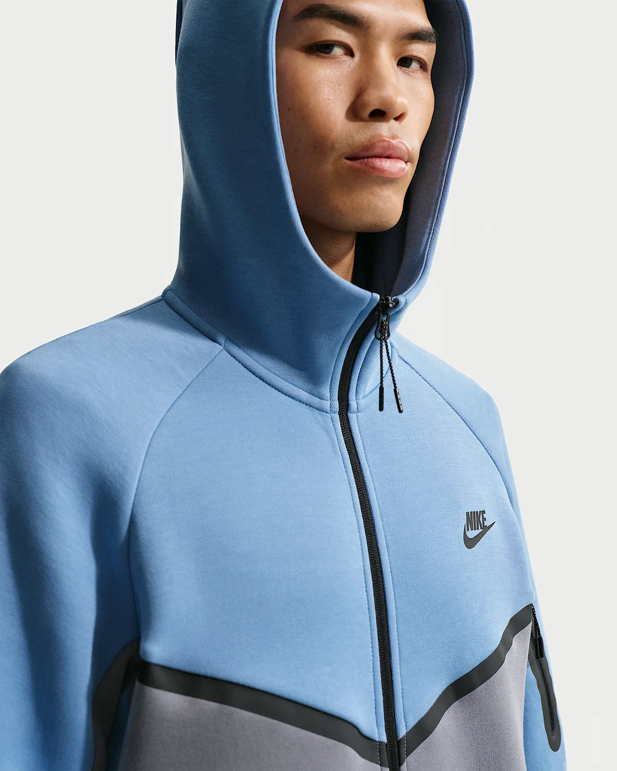 Мужская флисовая ветровка Nike Tech на молнии, Work Blue/Cool Grey/Black — фото 3