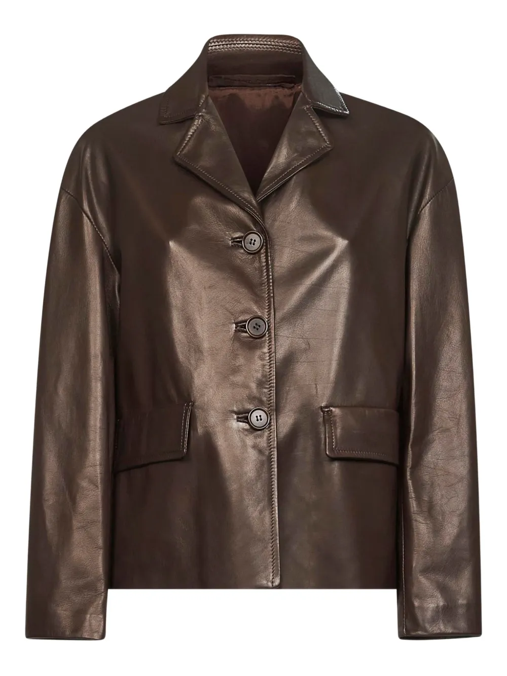 

Кожаная куртка на пуговицах Salvatore Santoro, коричневый