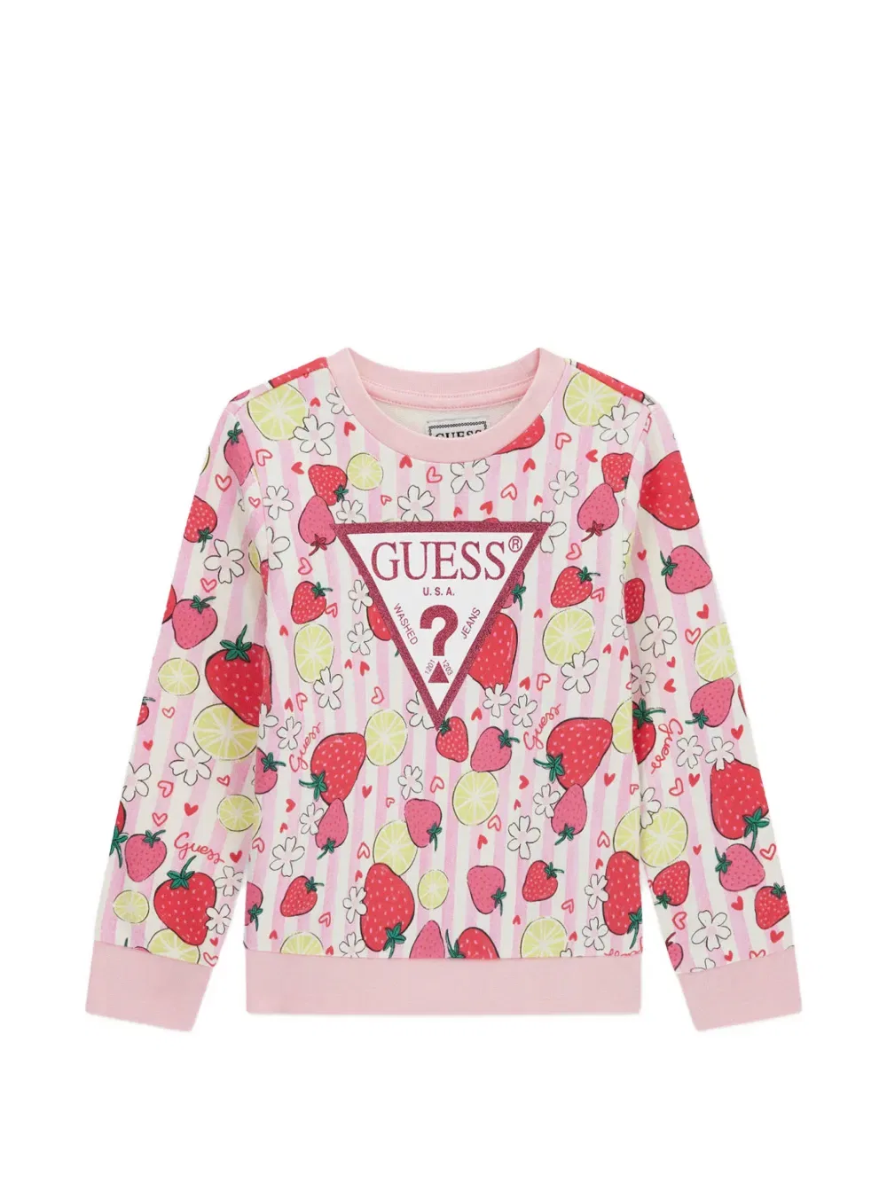 Полосатая толстовка с принтом в виде клубники Guess Kids, розовый