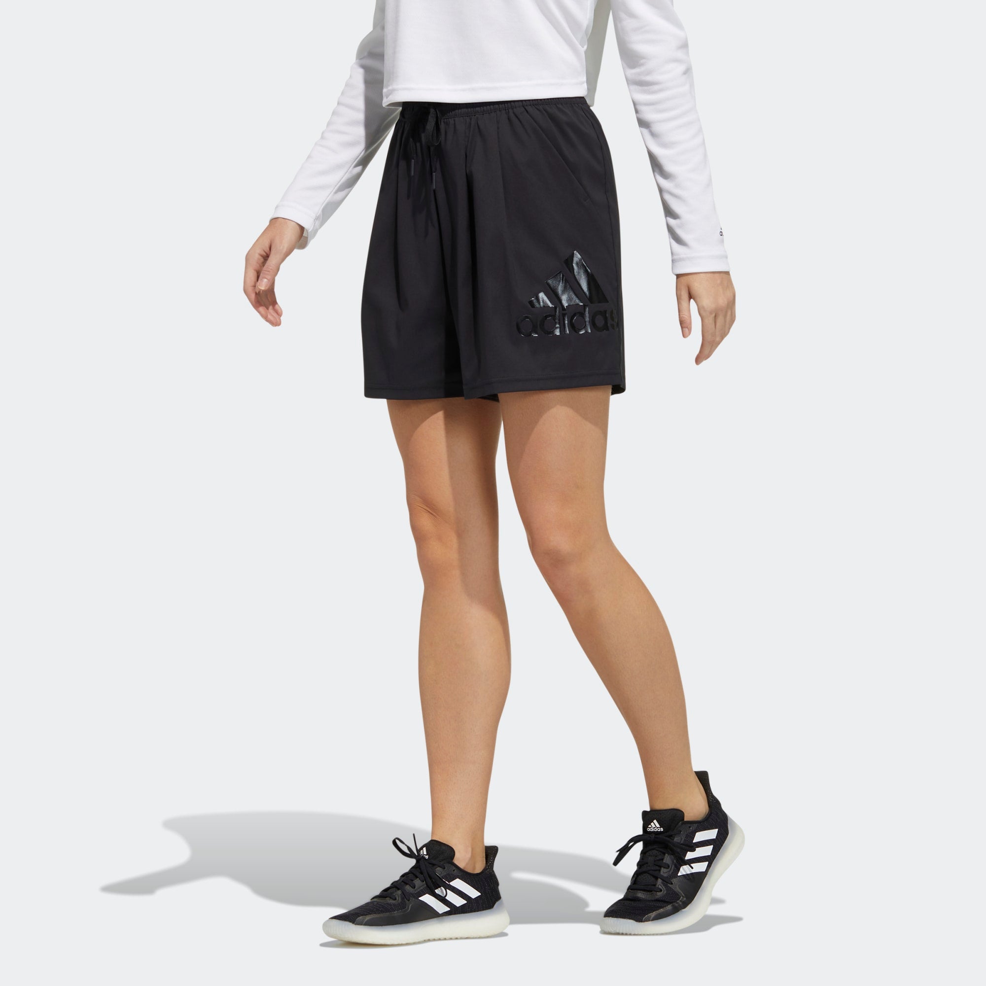 Шорты (WMNS) adidas Fi Shorts Bos Logo Printing Sports Woven Black GT6829 — фото 2