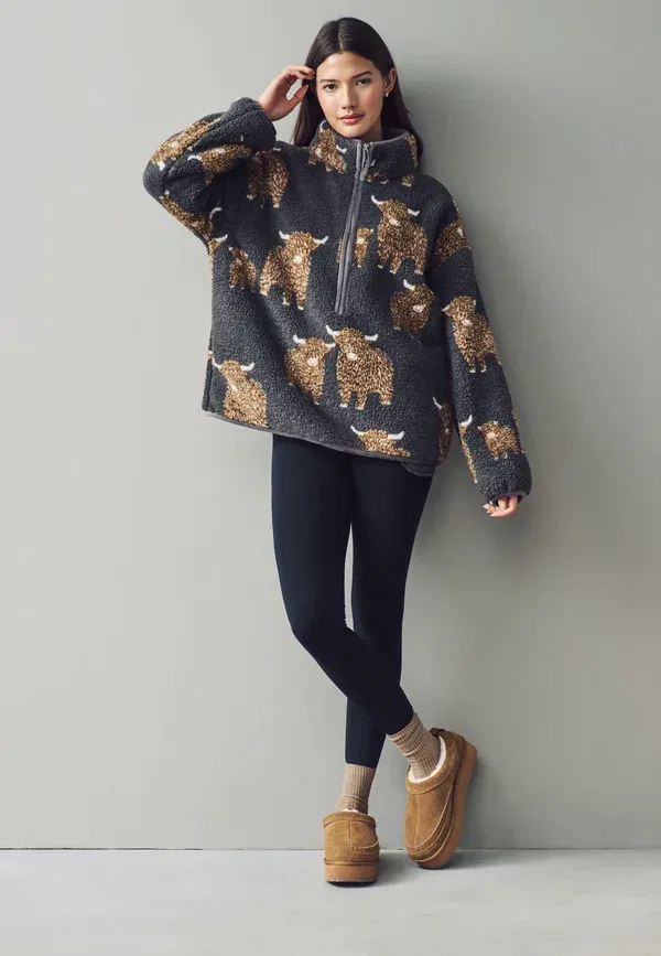 Джемпер флисовый Borg half zip fleece jumper Next, цвет угольно-серый — фото 2