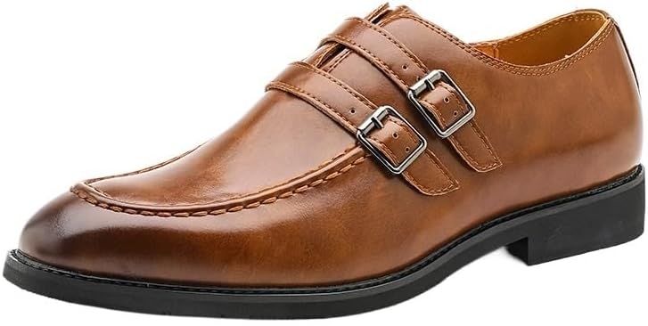 

Мужские классические кожаные туфли, деловые кожаные оксфорды и дерби, туфли-монки с пряжкой, слайд-ви, для вождения, комфорта, вечеринок, свадеб Zestrelax, коричневый