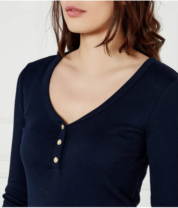 Блузка Хенли Slim fit Tommy Hilfiger, синий — фото 4