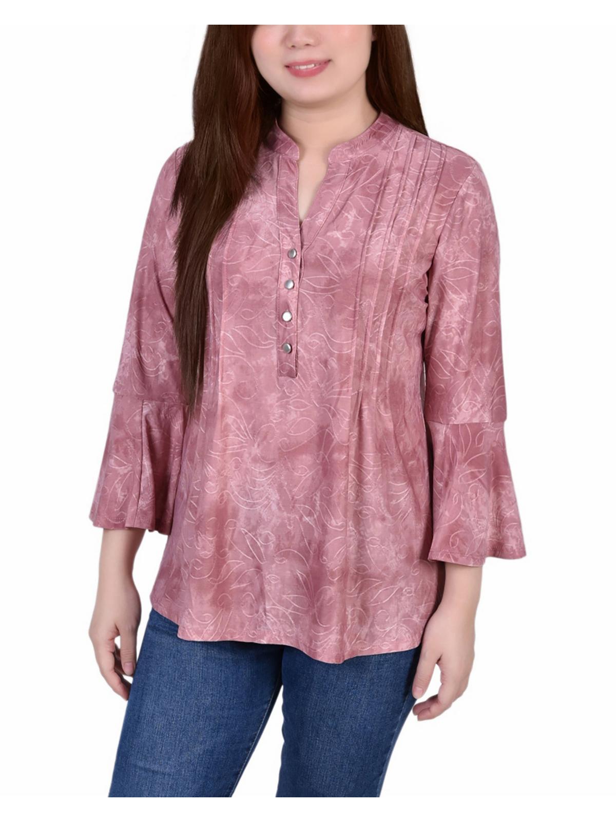 

Женская блузка Petites с принтом и Y-образным вырезом NY Collection, цвет mauve tie dye