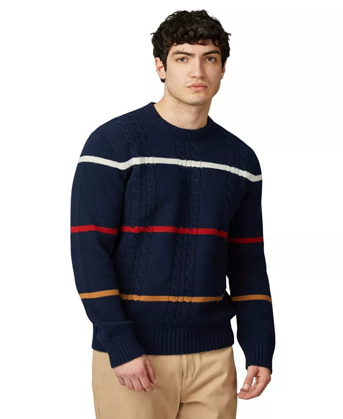 

Мужской свитер с кабельным узором и круглым вырезом Crew Neck Ben Sherman, синий