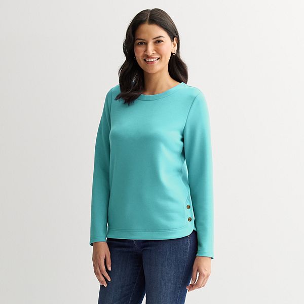 

Свитшот с круглым вырезом и пуговицами Croft & Barrow, Westmore Blue, Синий, Свитшот с круглым вырезом и пуговицами Croft & Barrow, Westmore Blue