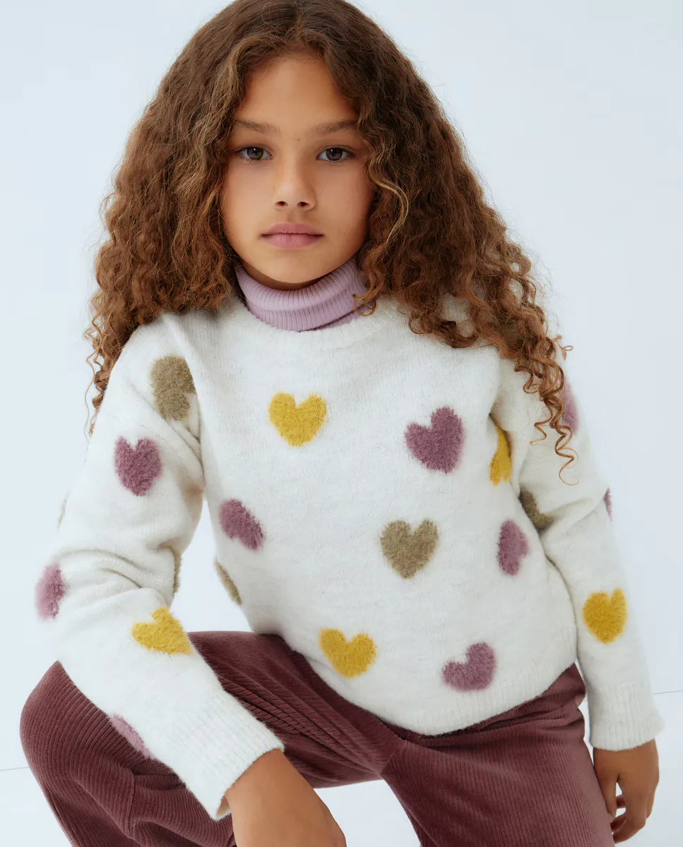 

Свитер для девочки Ingarsia fantasia сплошной Kids El Corte Inglés, белый
