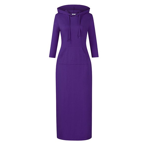 

Женское летнее платье-макси с капюшоном и карманами Clearflower, Purple