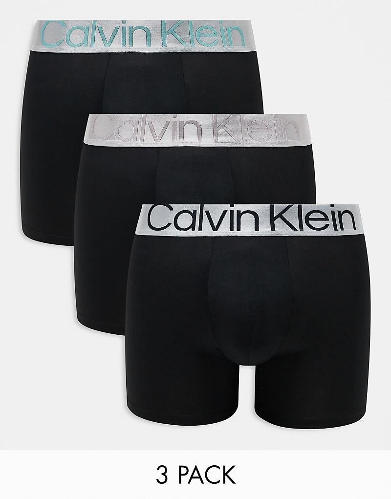 

Комплект из трех черных боксеров Calvin Klein Steel с цветным поясом с логотипом